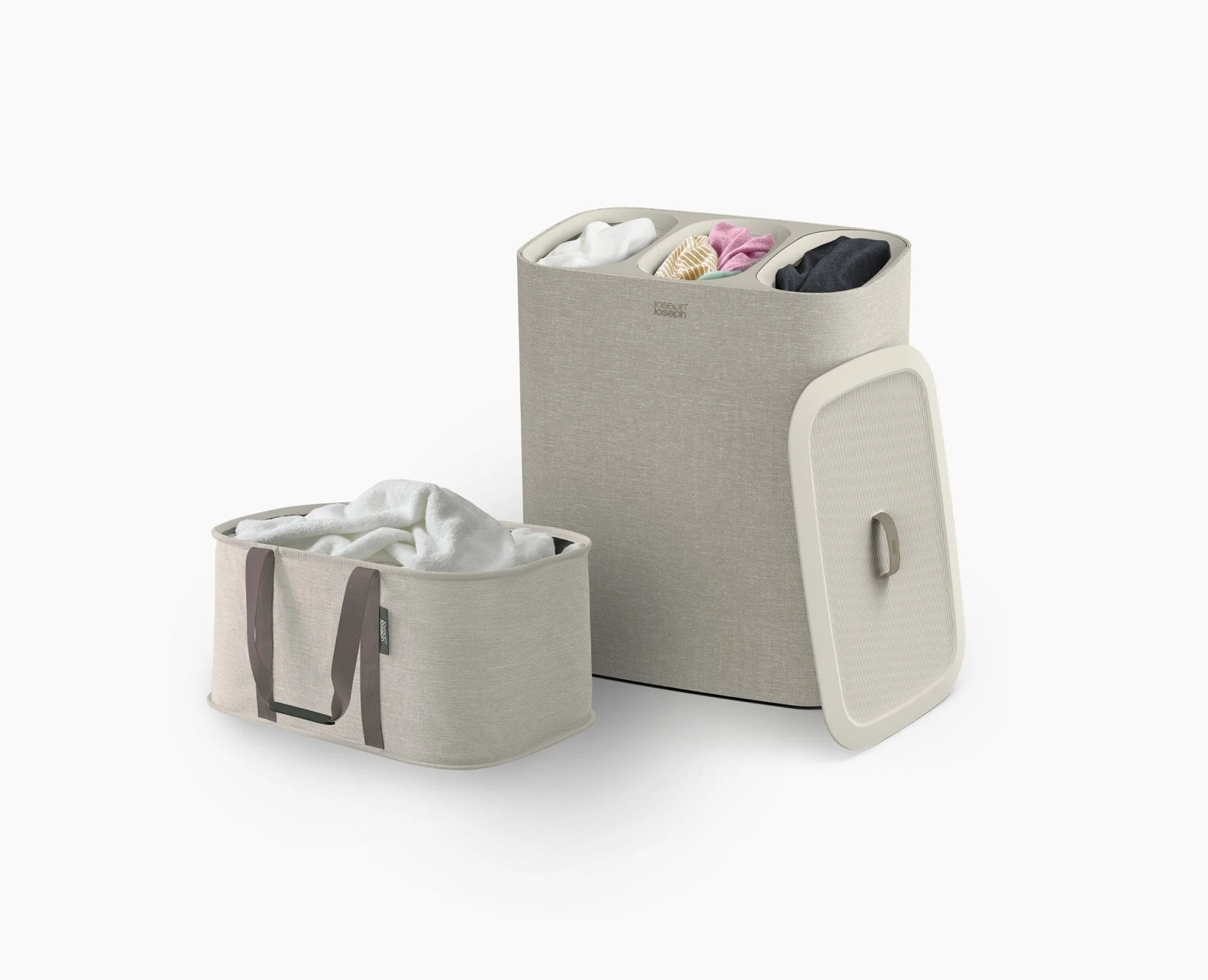 2-piece Ecru Tota Trio 90L & Hold-All Laundry Basket Set