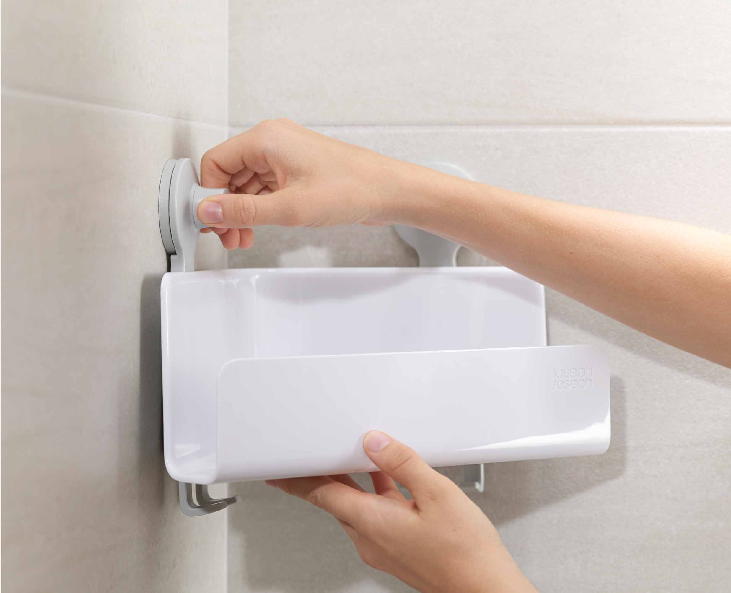 EasyStore™ White Corner Shower Shelf with Removable Mirror - Image 5