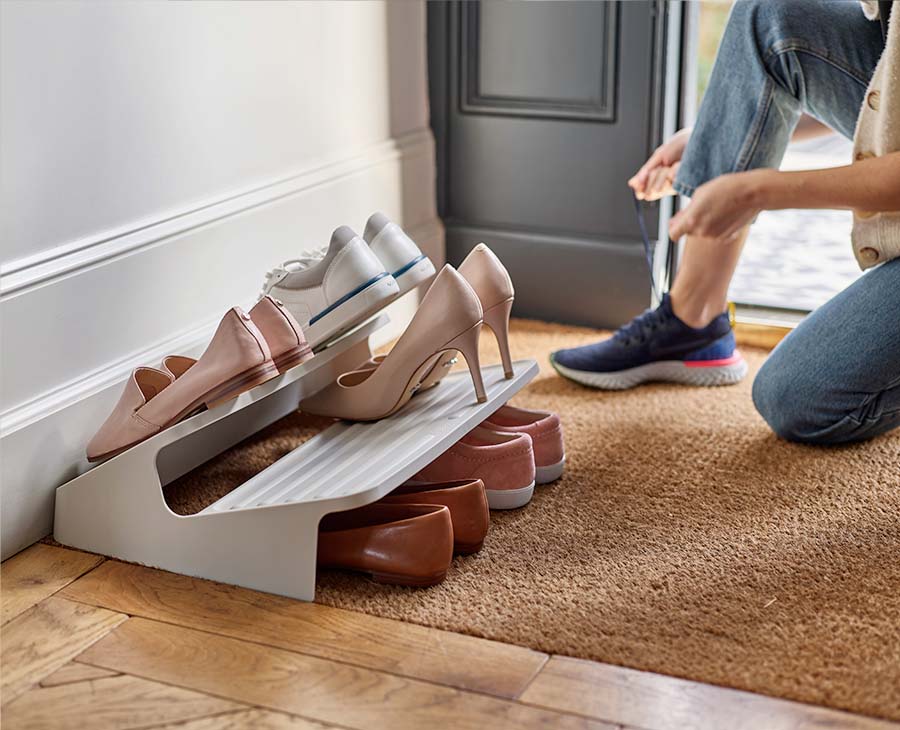 Shoe-In™ Large Space-saving Ecru Shoe Rack - Image 2