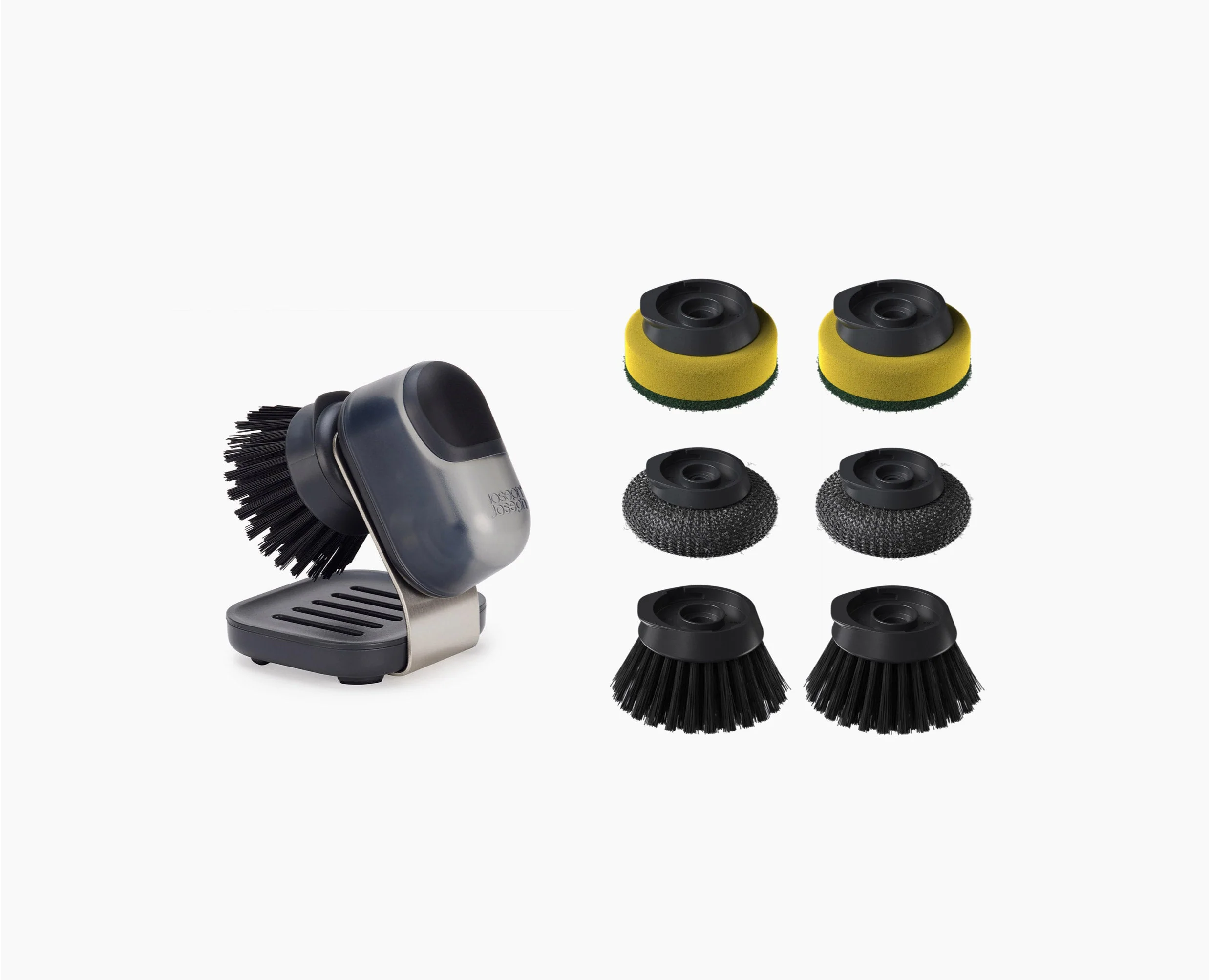 SinkTech™ Compact Soap Dispensing Washing-Up Brush with Steel Stand & Extra Heads