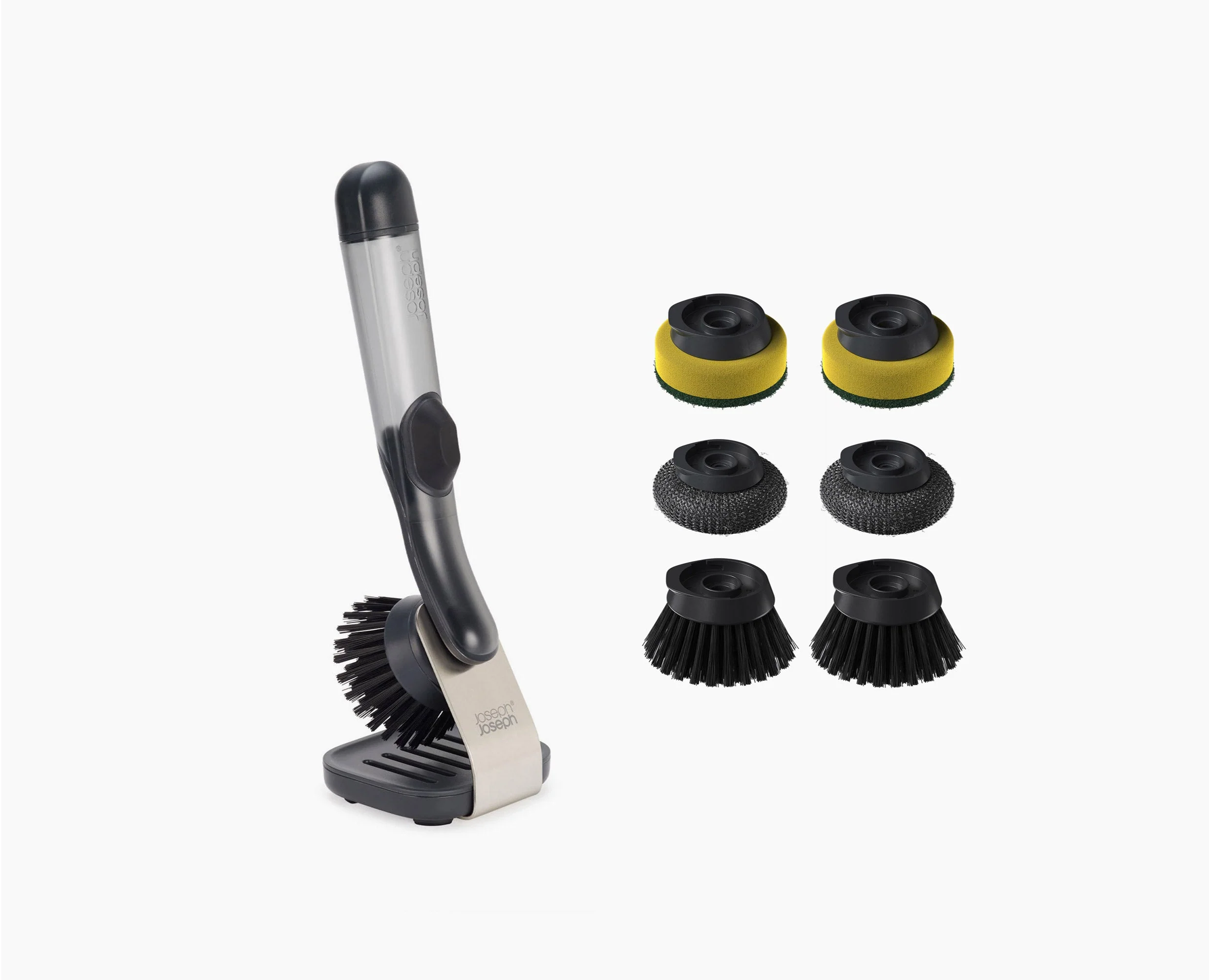 SinkTech™ Soap Dispensing Washing-Up Brush with Steel Stand & Extra Heads