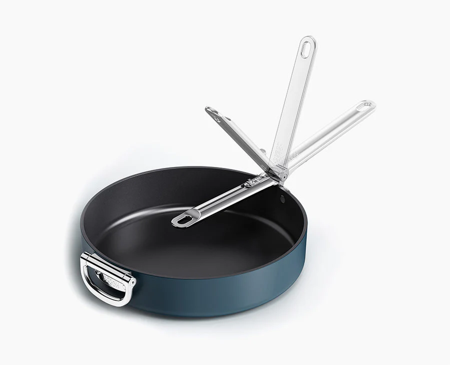 Space Folding Handle Ceramic Non-stick 30cm Blue Frying Pan