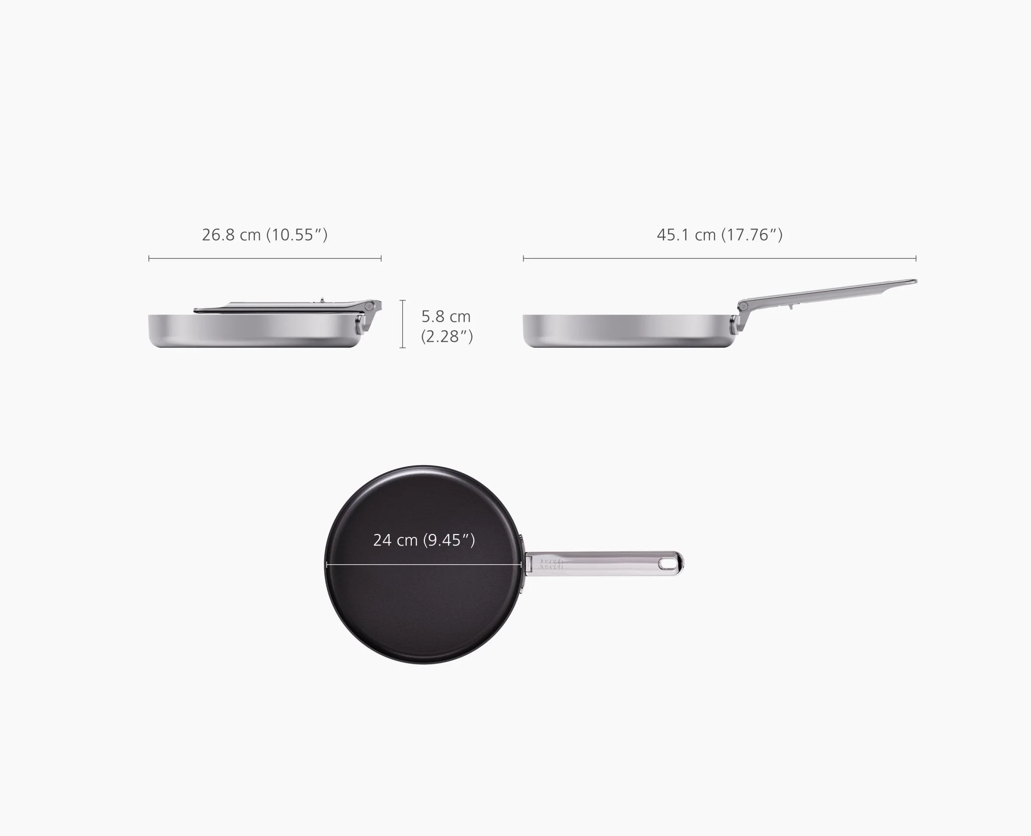 Space Steel Folding Handle Non-Stick 24cm Frying Pan - Image 7