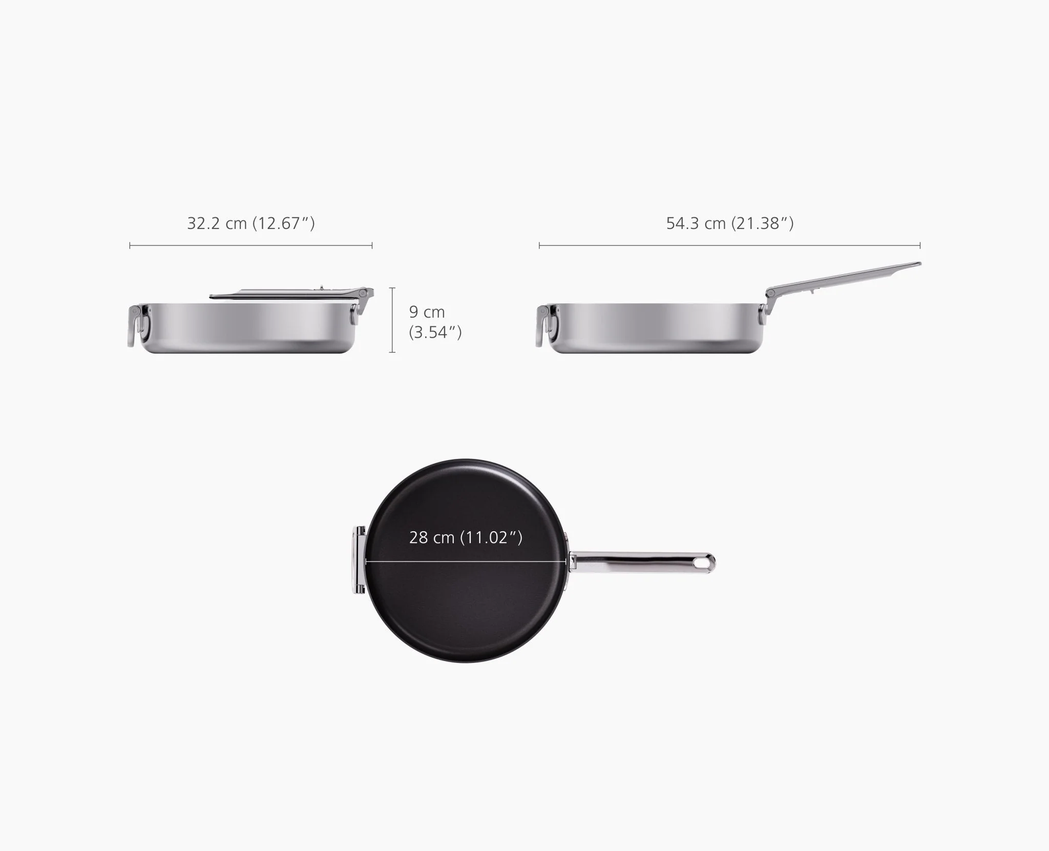 Space Steel Folding Handle Non-Stick 28cm Frying Pan - Image 7